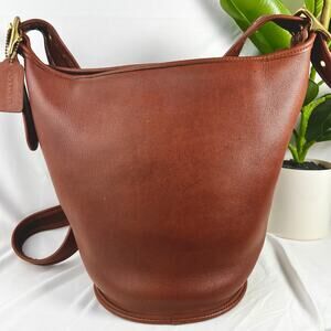 Coach Brown Leather Bucket Crossbody Bag